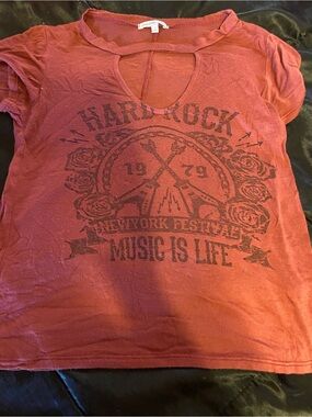 Charlotte Russe Rust Red Cutout Neck Tee